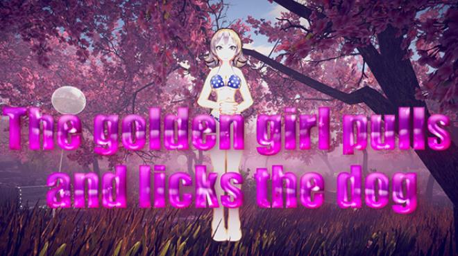 The golden girl pulls and licks the dog Free Download